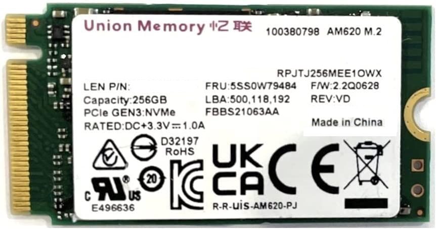 UNION MEMORY SOLID STATE DRIVE SSD 256GB M.2 MINI PCI-e NVME 42mm 2242 AM620 RPJTJ256MEE1OWX