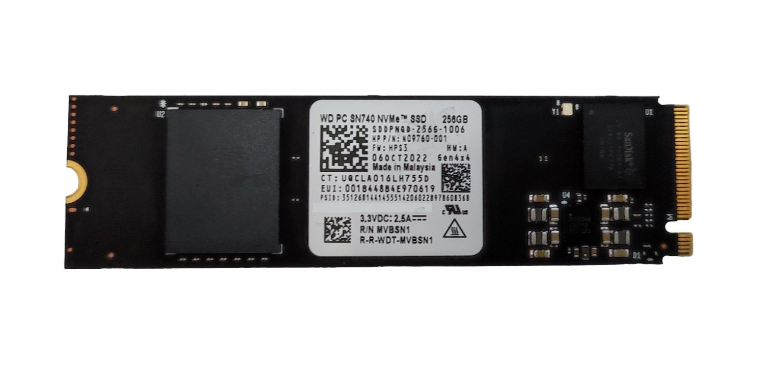 WESTERN DIGITAL SOLID STATE DRIVE SSD 256GB WD SN740 NVMe PCIe 3.0 SDDPNQD-256G-1006